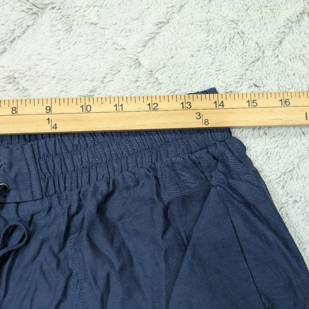 Vince Shorts Women's M Blue Navy Cupro Cotton Tie Waist Comfy Casual Pockets 4.5